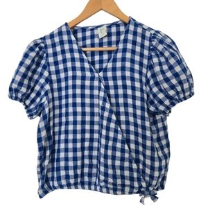 Thereabouts Blue and White Checkered Top Size 14/16